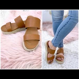Tan Espadrille Platform Sandals